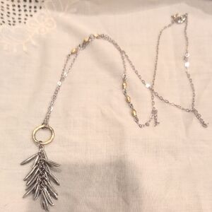 Silver and Gold Tone Rosemary Leaves Pendant Necklace